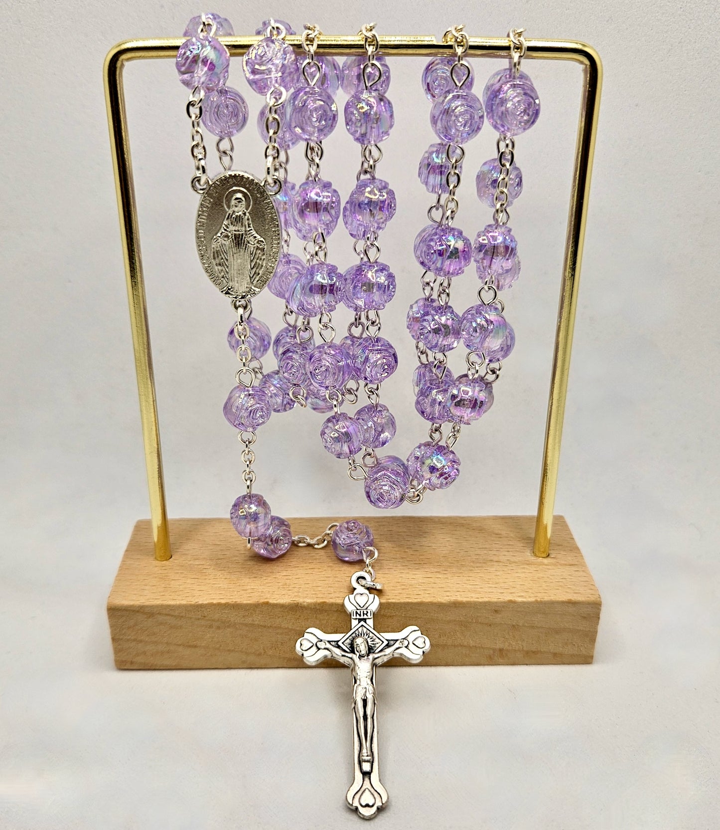 Miraculous Medal Lilac Rose Rosary