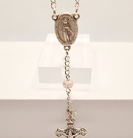 Light Pink Cut Glass Pocket Rosary