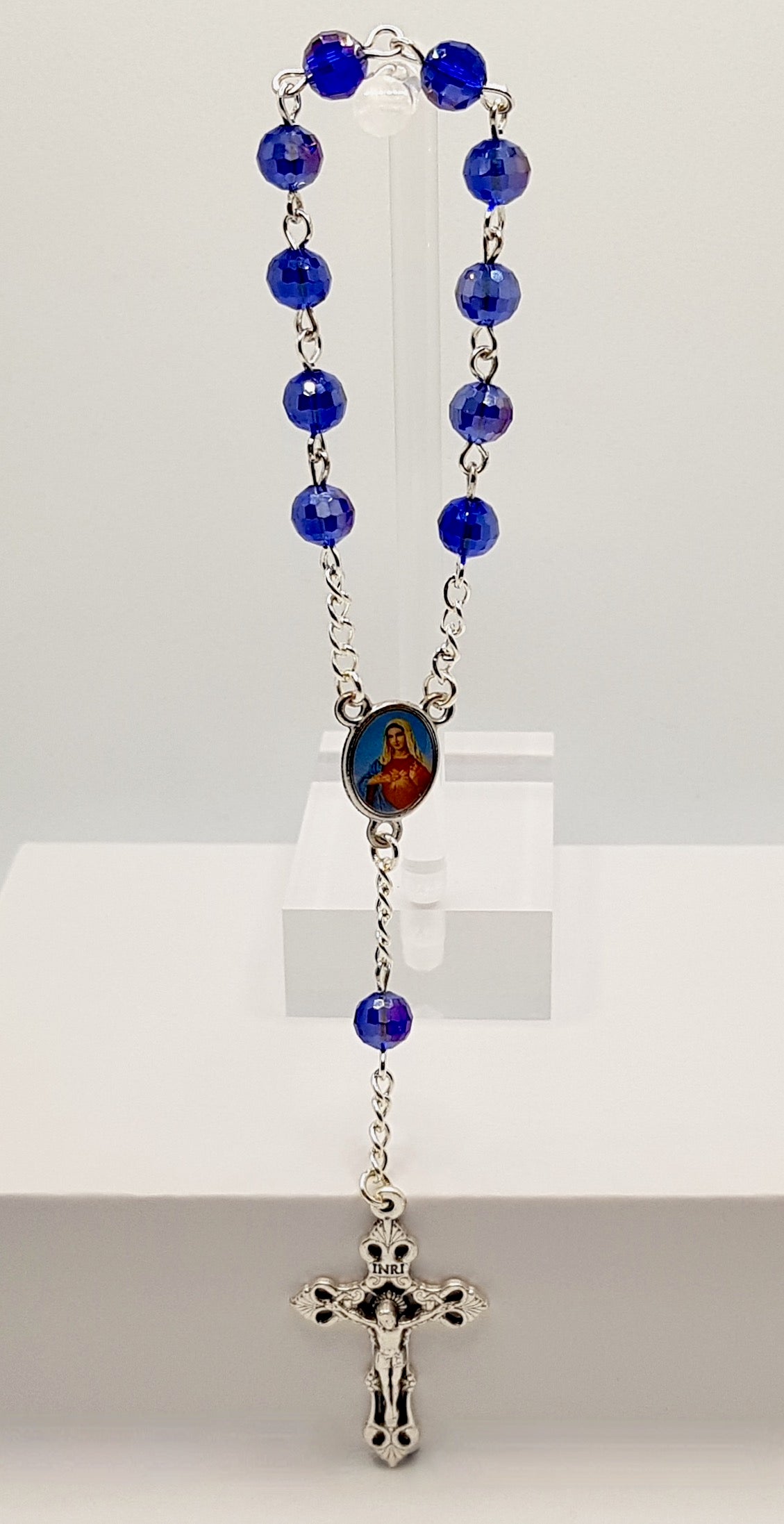 Sacred Heart of Mary Royal Blue Pocket Rosary