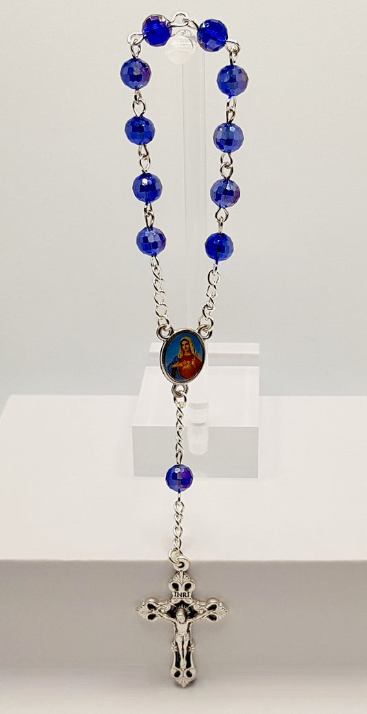 Sacred Heart of Mary Royal Blue Pocket Rosary