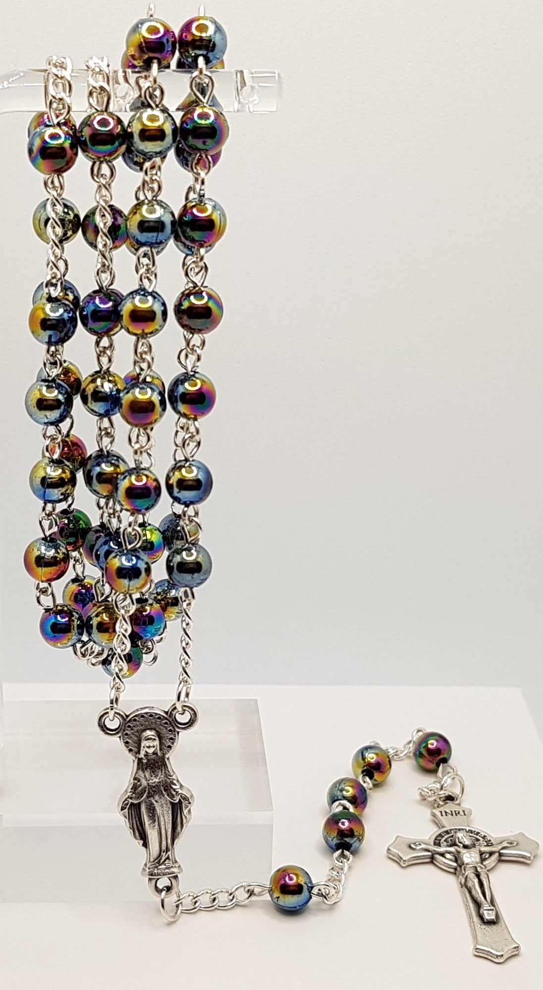 Our Lady of Grace Rainbow Lustred Rosary