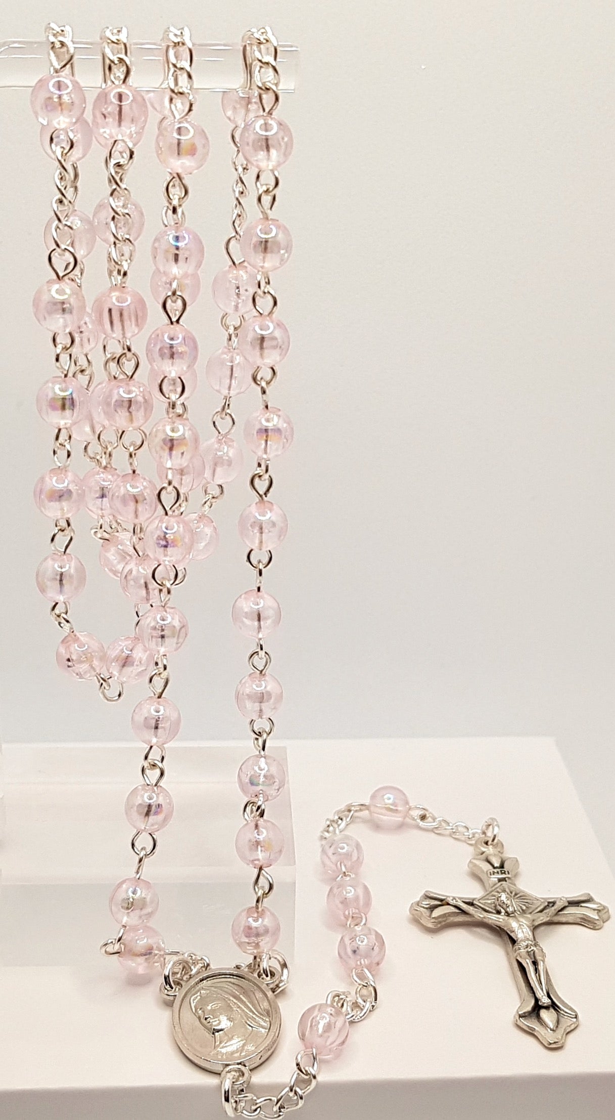 Queen of Peace Light Pink Rosary