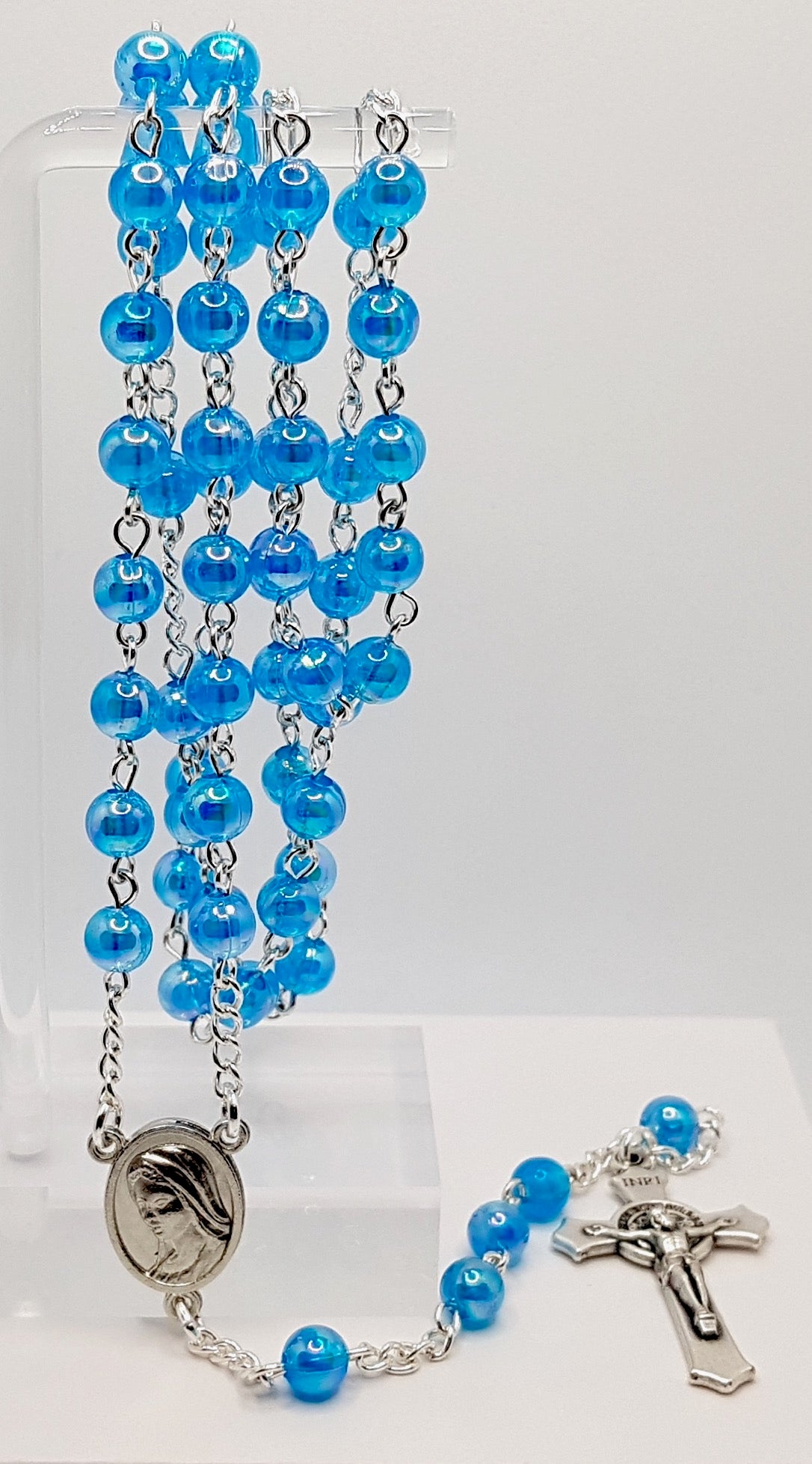 Miraculous Medal Deep Sky Blue Rosary