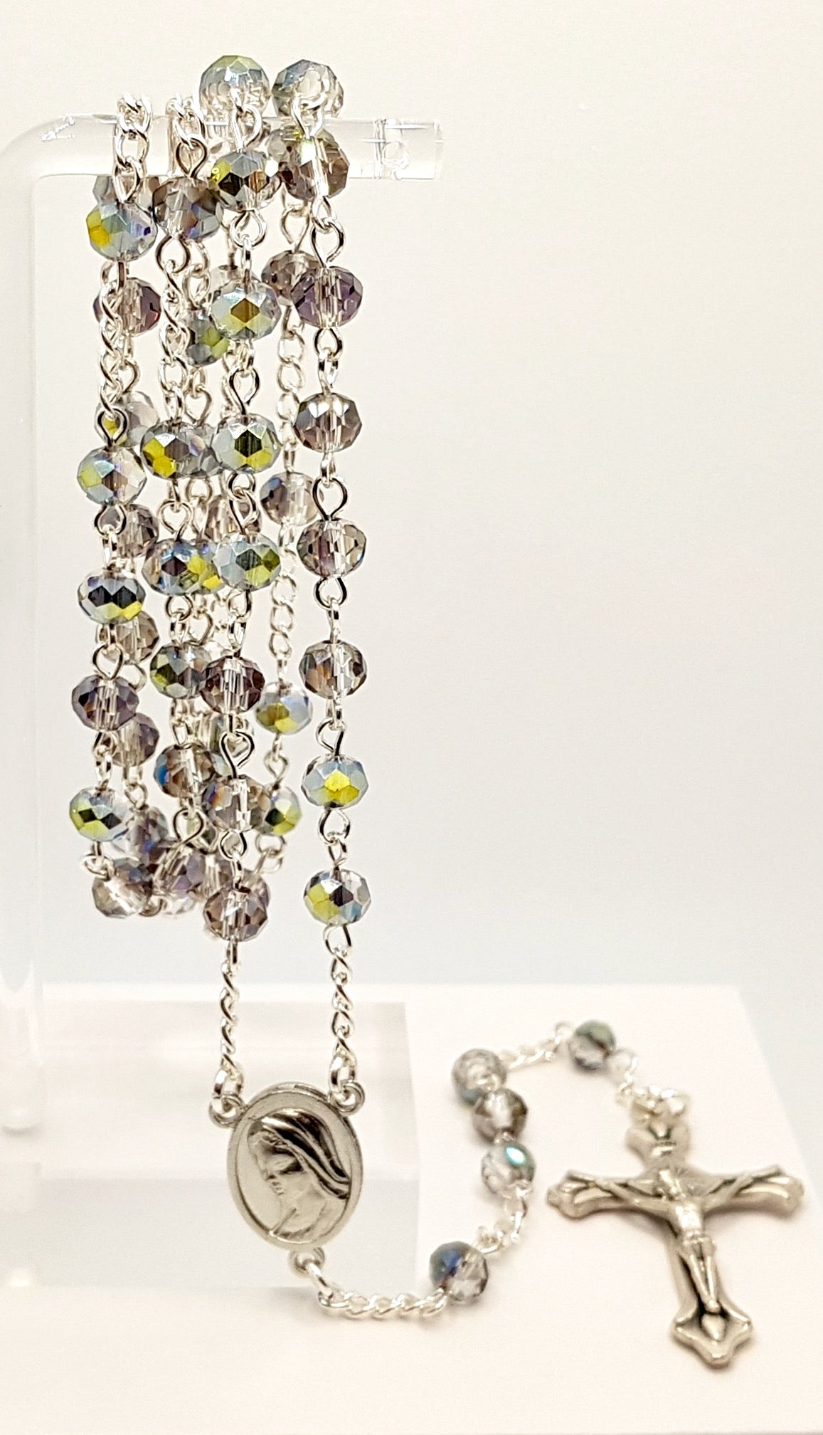 Our Lady Queen of Peace Two Tone Crystal Rosary