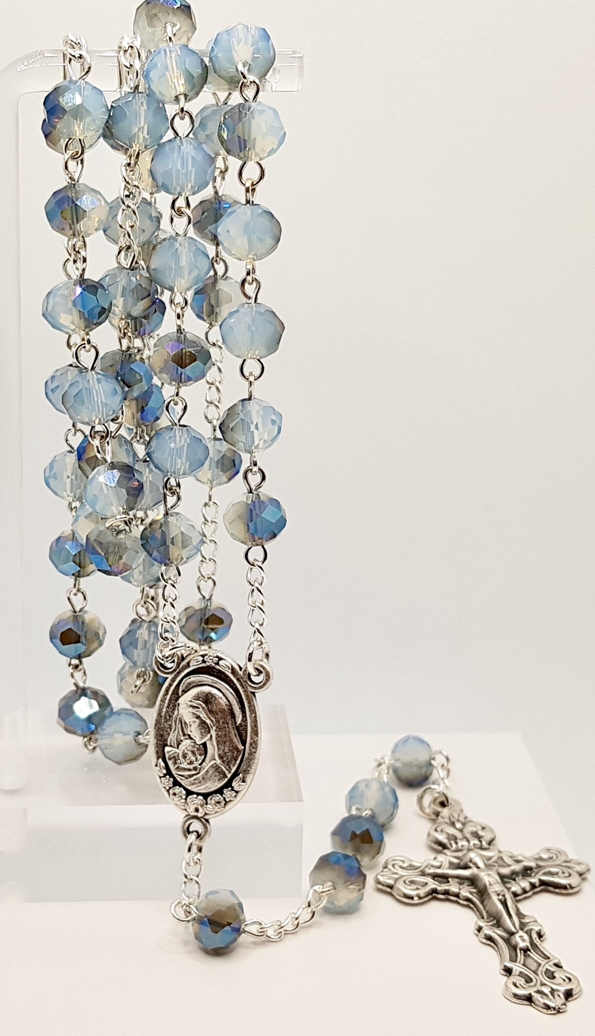 Our Lady & Infant Jesus Blue Opalite Rosary