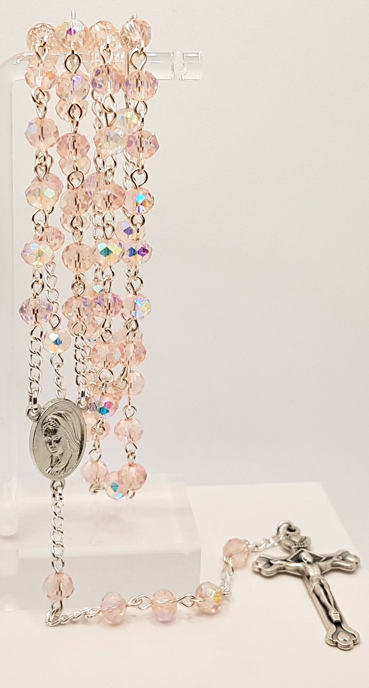 Light Pink Cut Glass Rosary