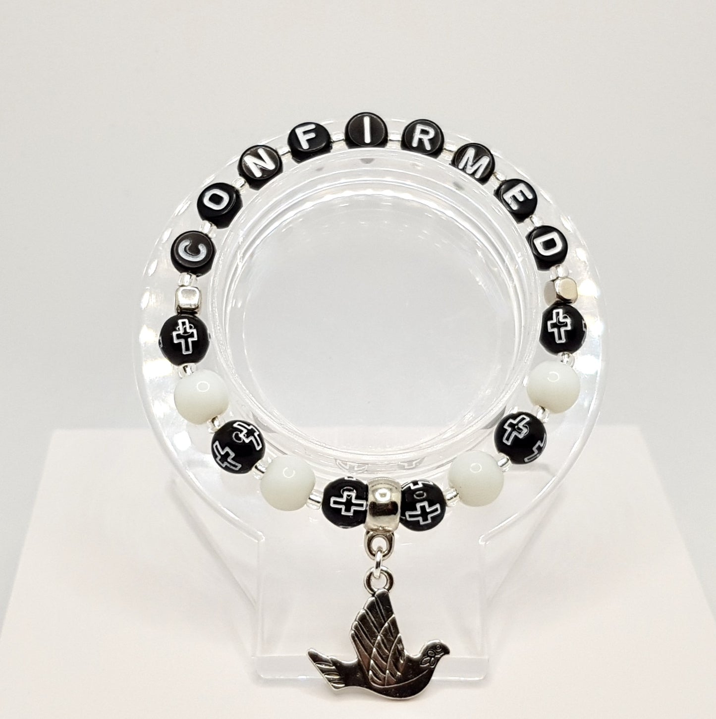 Confirmation Bracelet With Dove (Black)