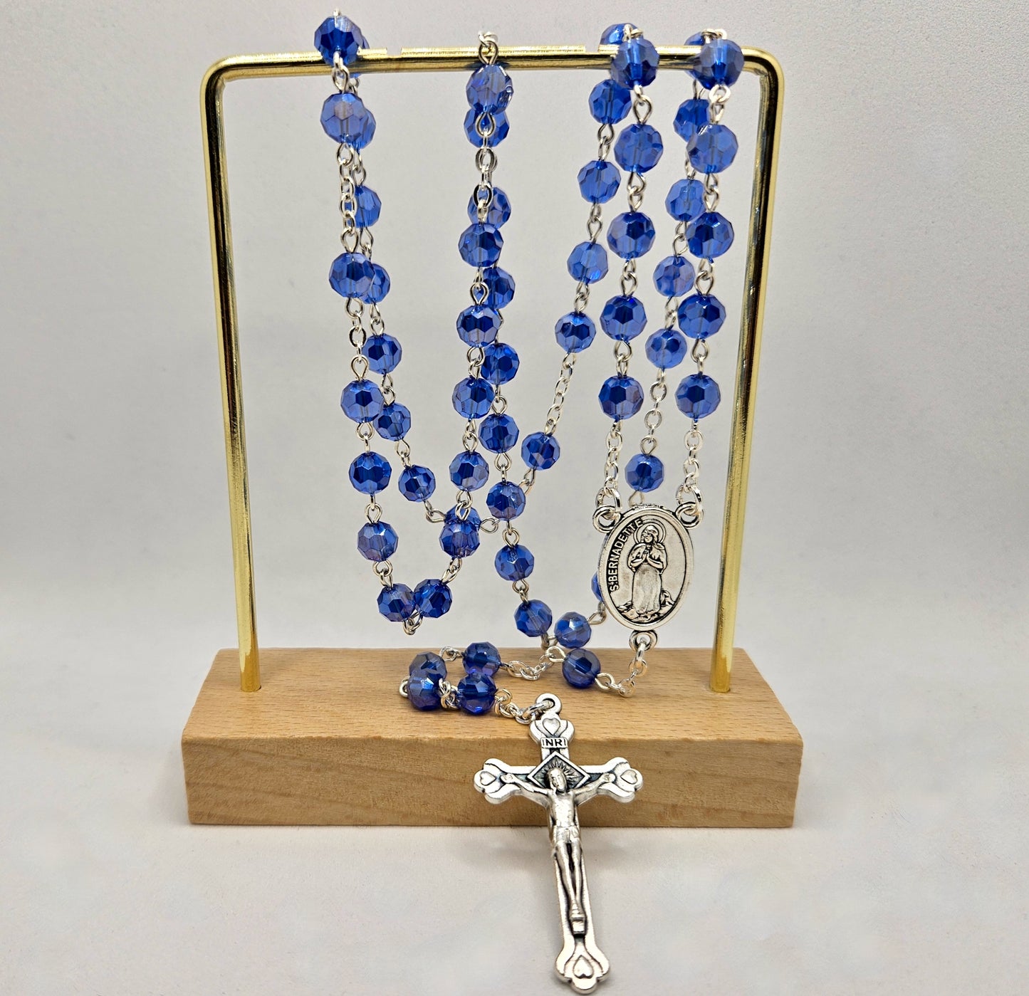 St Bernadette & Our Lady of Lourdes Blue Rosary
