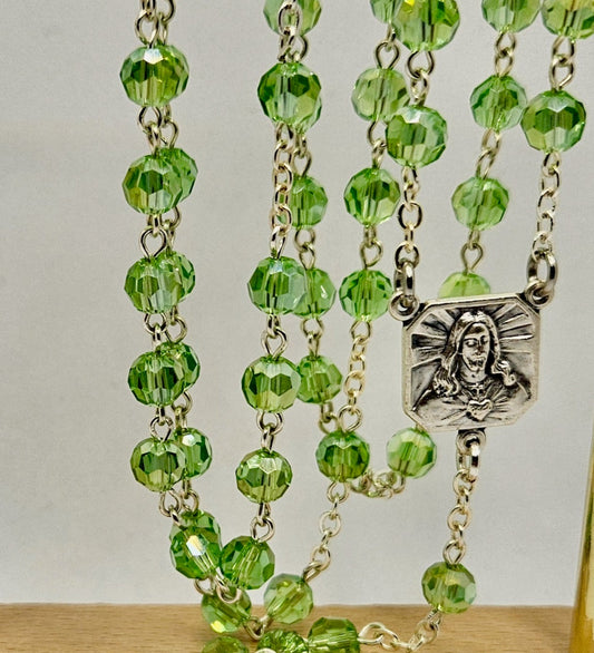 'Sacred Heart of Jesus' Light Green Rosary