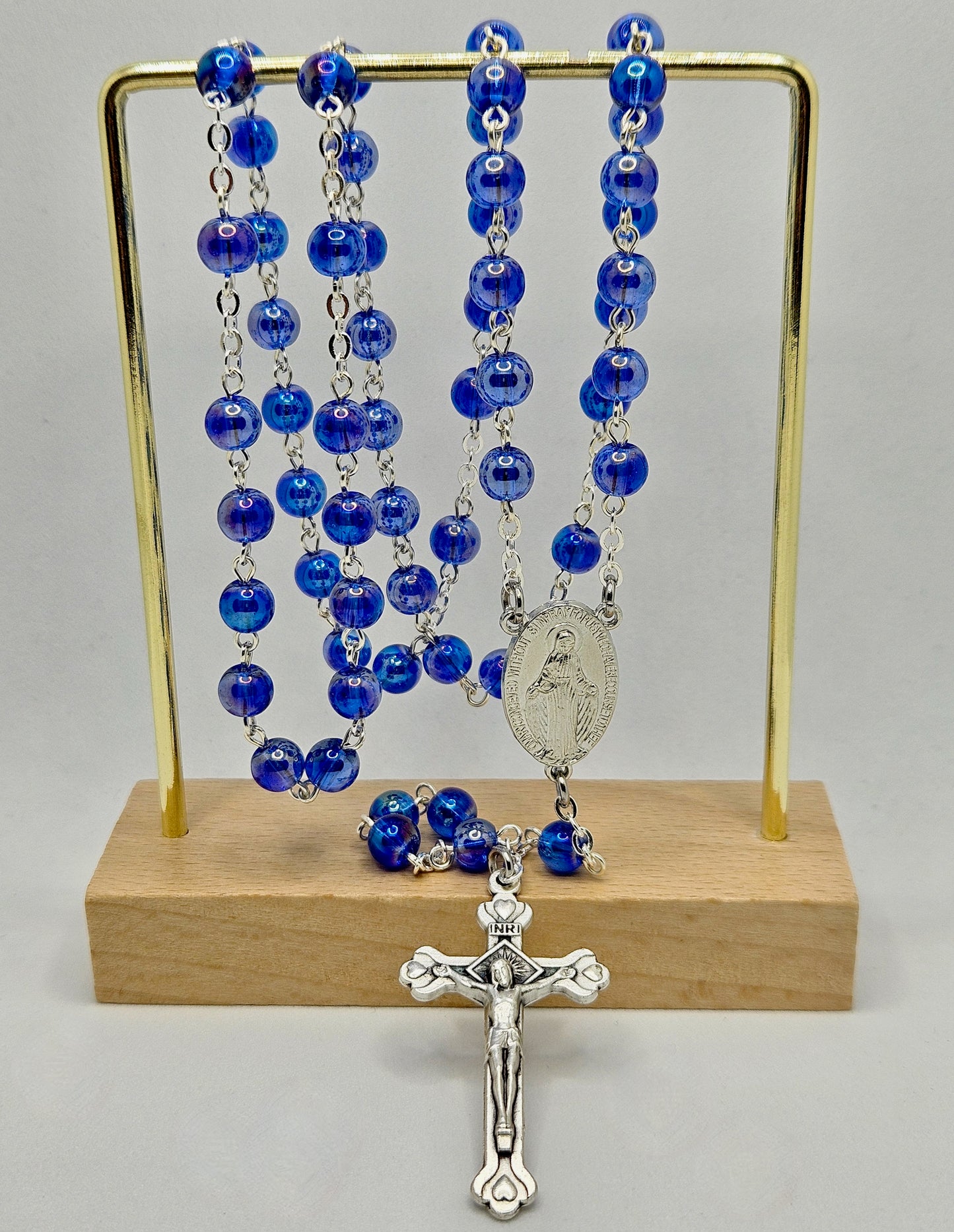 Miraculous Medal Dark Blue Rosary