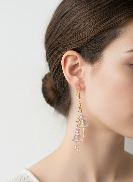'Bell Flower' Earrings - Pastel Rainbow