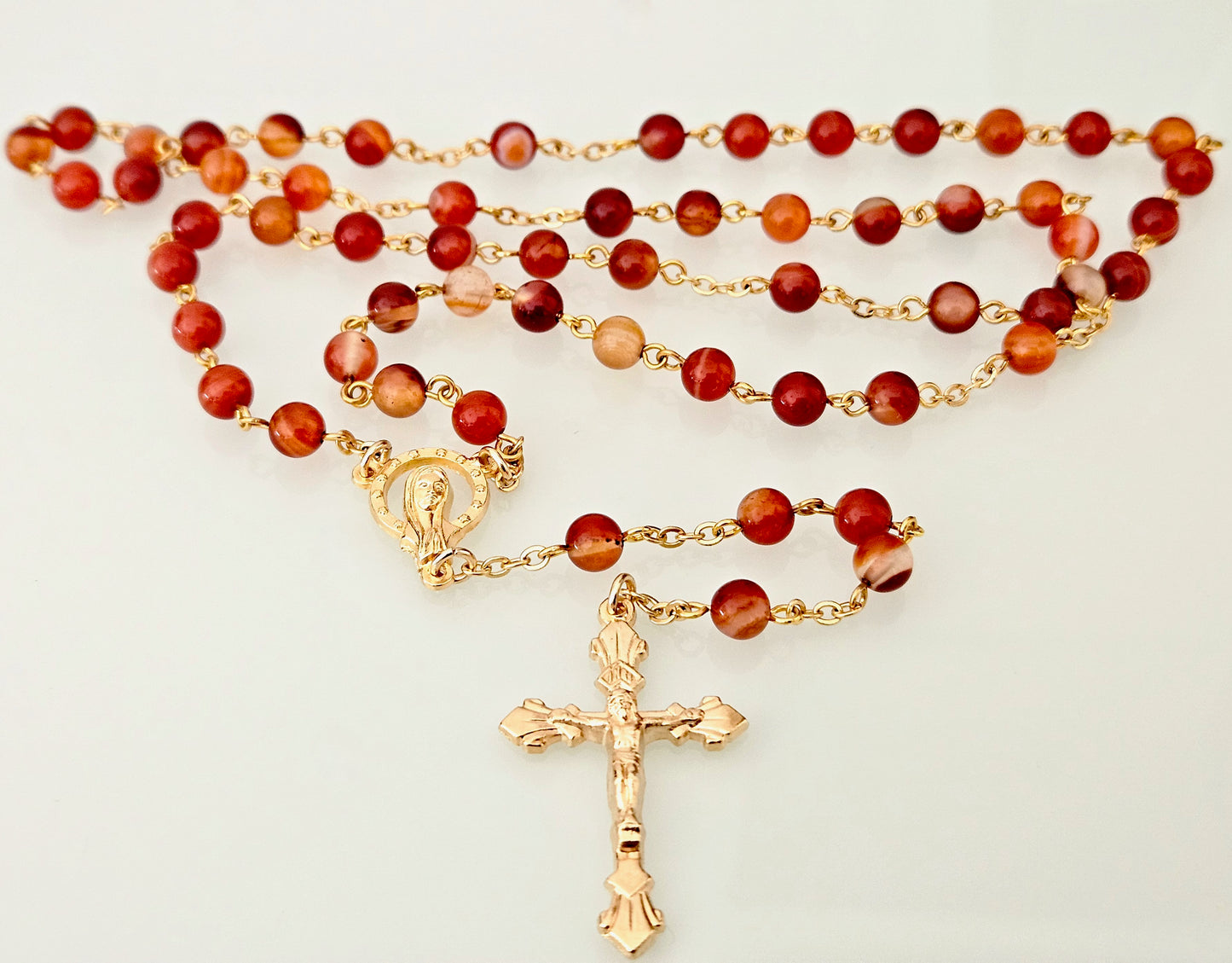 'Our Lady Queen Of Heaven' Carnelian Rosary