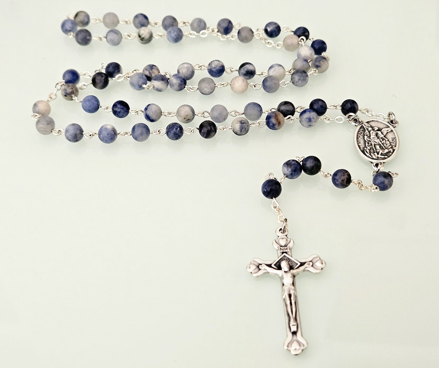 'St. Michael The Archangel & Guardian Angel' Sodalite Rosary