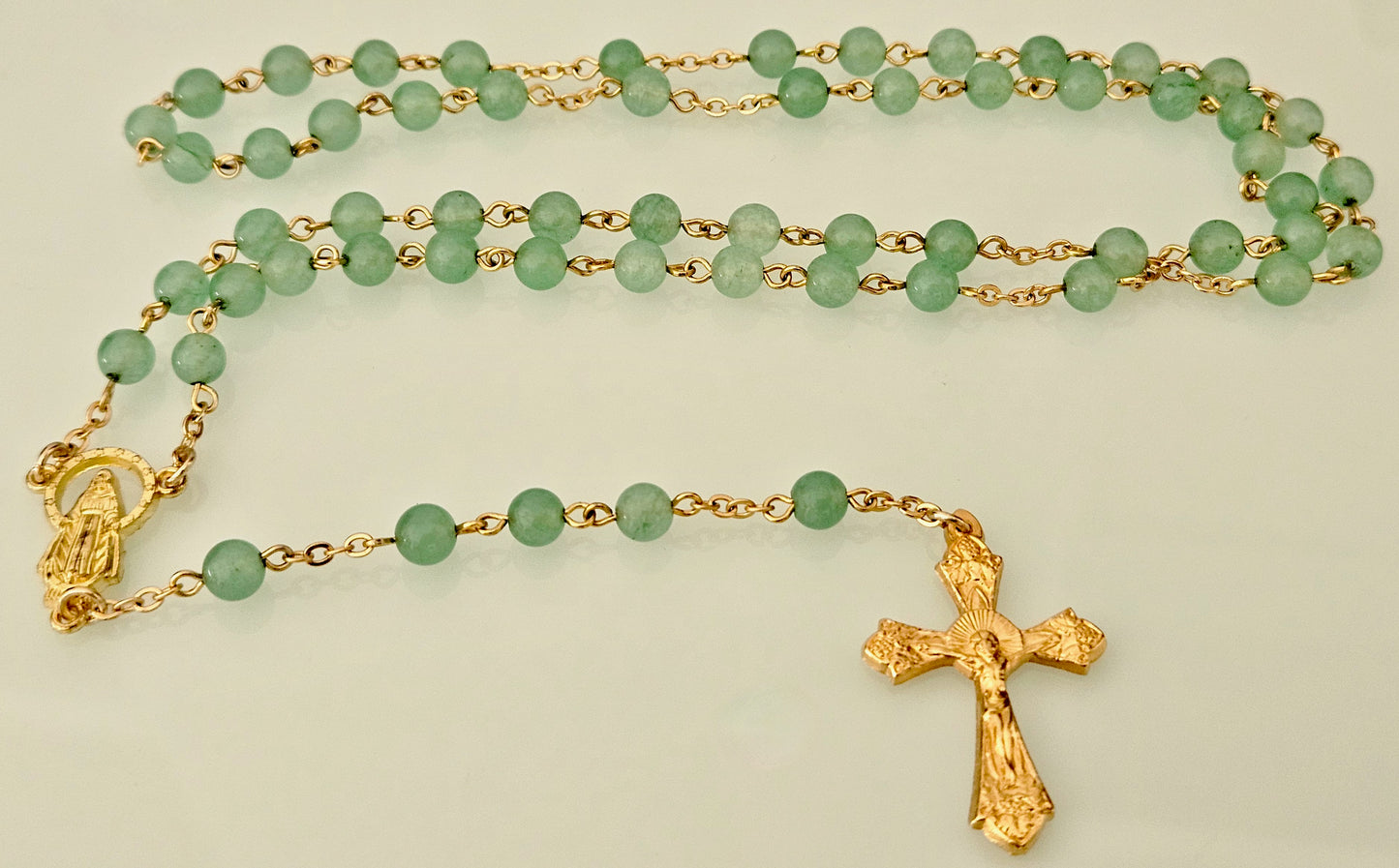 'Our Lady Of Grace' Green Aventurine Rosary