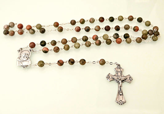 'St. Padre Pio' Unakite Rosary