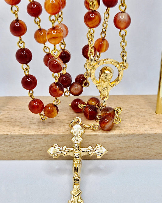 'Our Lady Queen Of Heaven' Carnelian Rosary