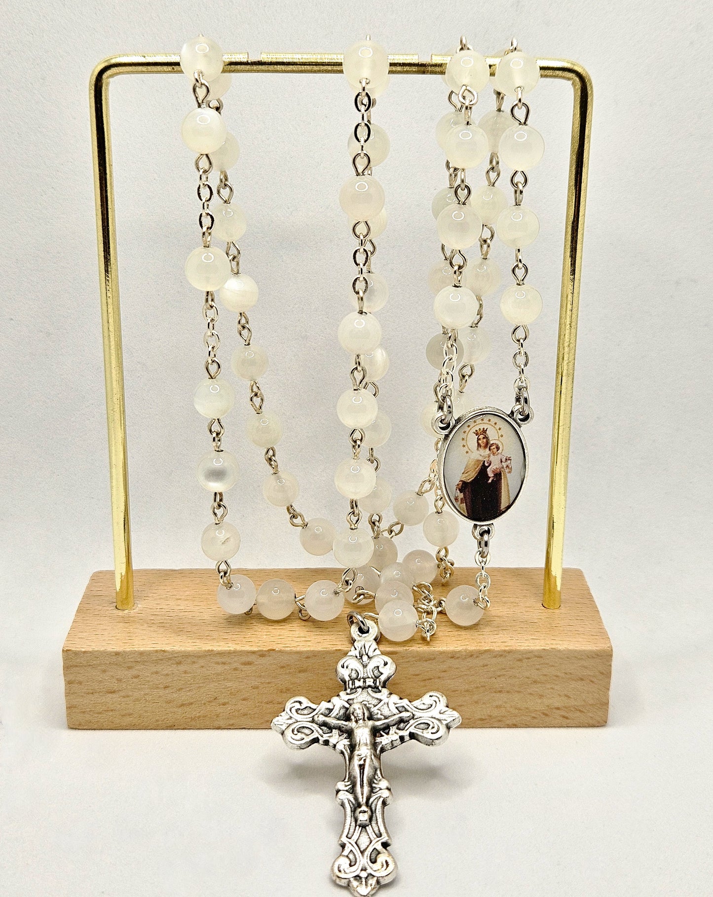 'Our Lady Of Mount Carmel' Moonstone Rosary