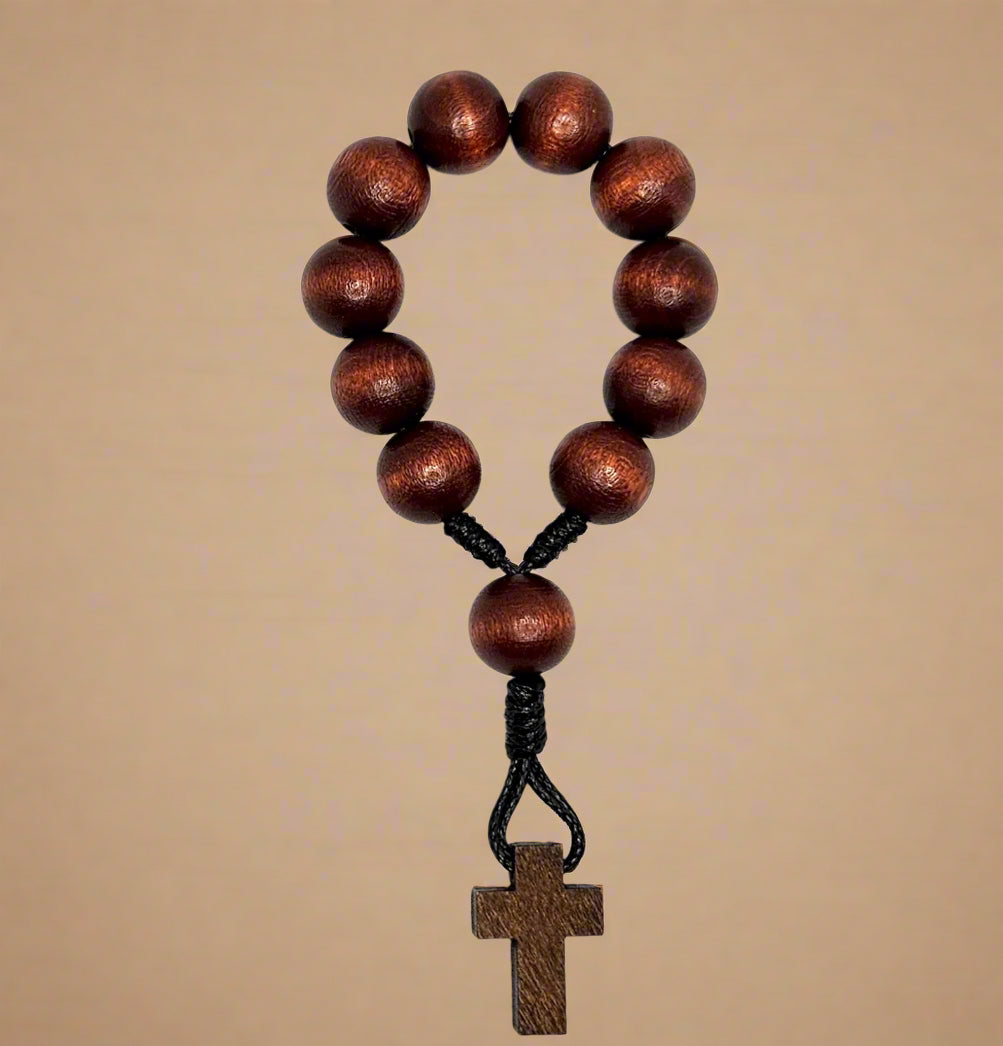 Brown Wooden Pocket Rosary