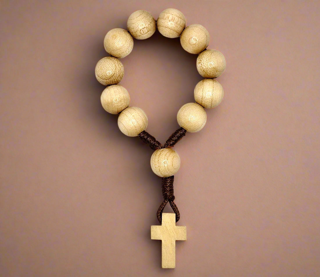 Natural Beige Wooden Pocket Rosary