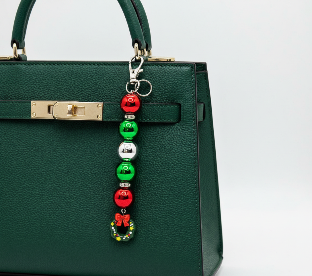 'Christmas Wreath' Bag Charm & Keychain