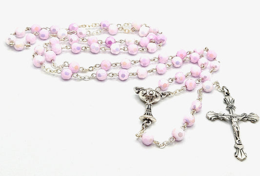 Iridescent Pastel Pink 'First Holy Communion & Eucharist' Rosary