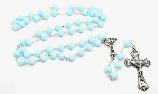 Light Blue 'First Holy Communion & Eucharist' Large Rosary