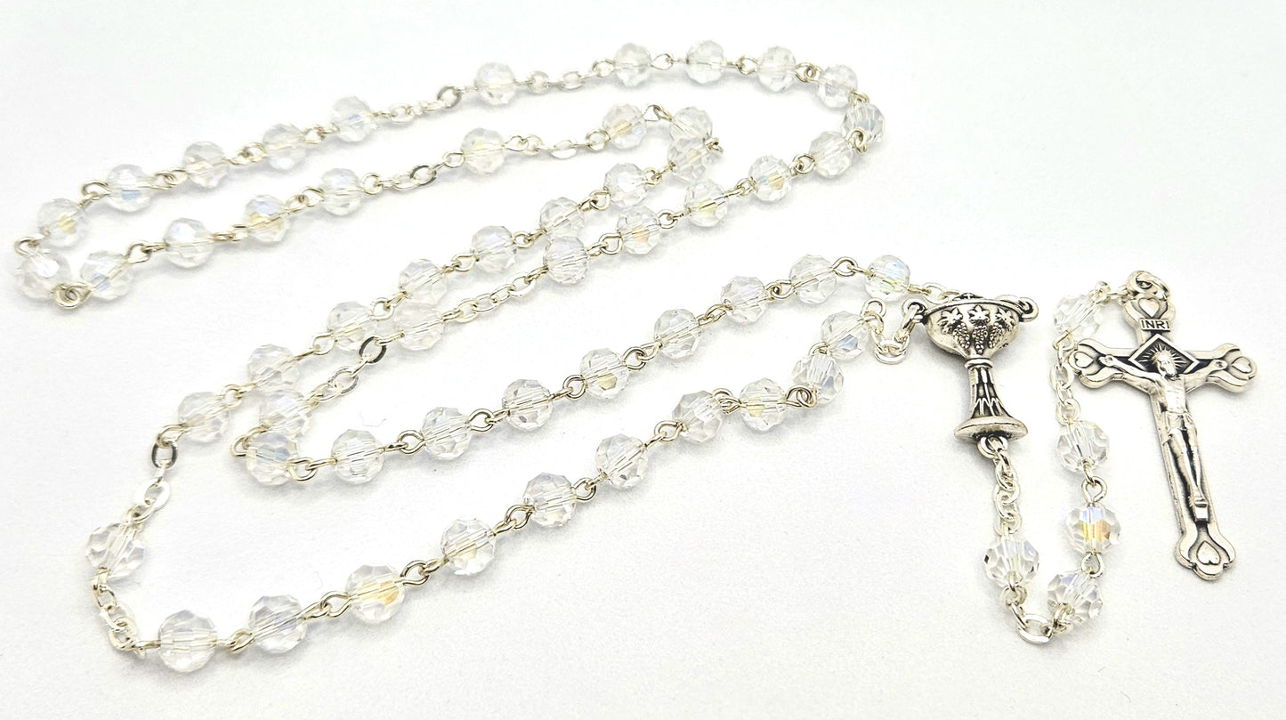 Clear Iridescent 'First Holy Communion & Eucharist' Rosary