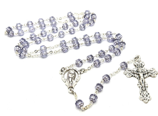 'Our Lady Queen of Heaven' Silver & Light Grey Rosary