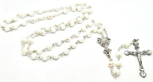 White Iridescent 'First Holy Communion & Eucharist Rosary'