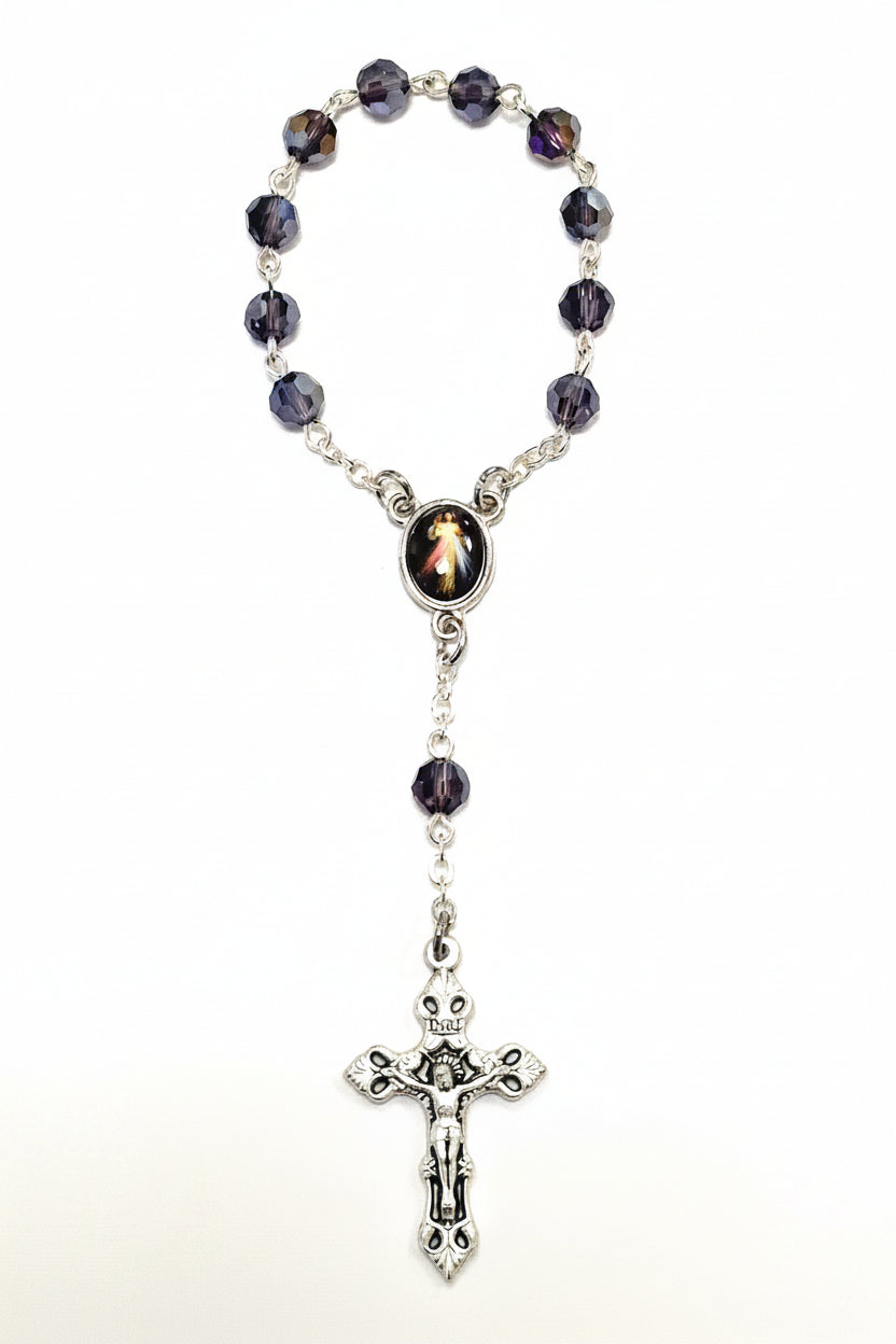 'Divine Mercy' Deep Violet Pocket Rosary