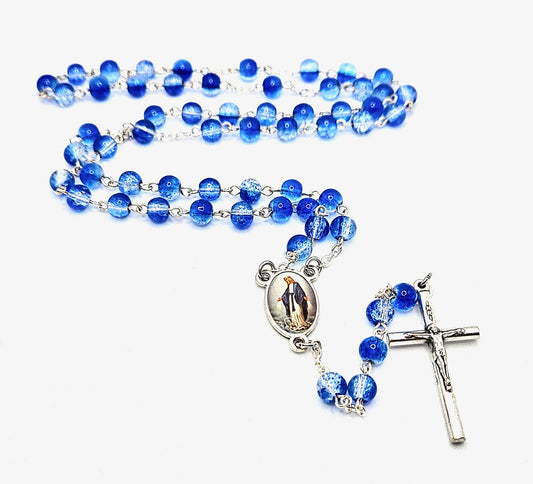 'Our Lady Of Grace' Blue & Clear Rosary