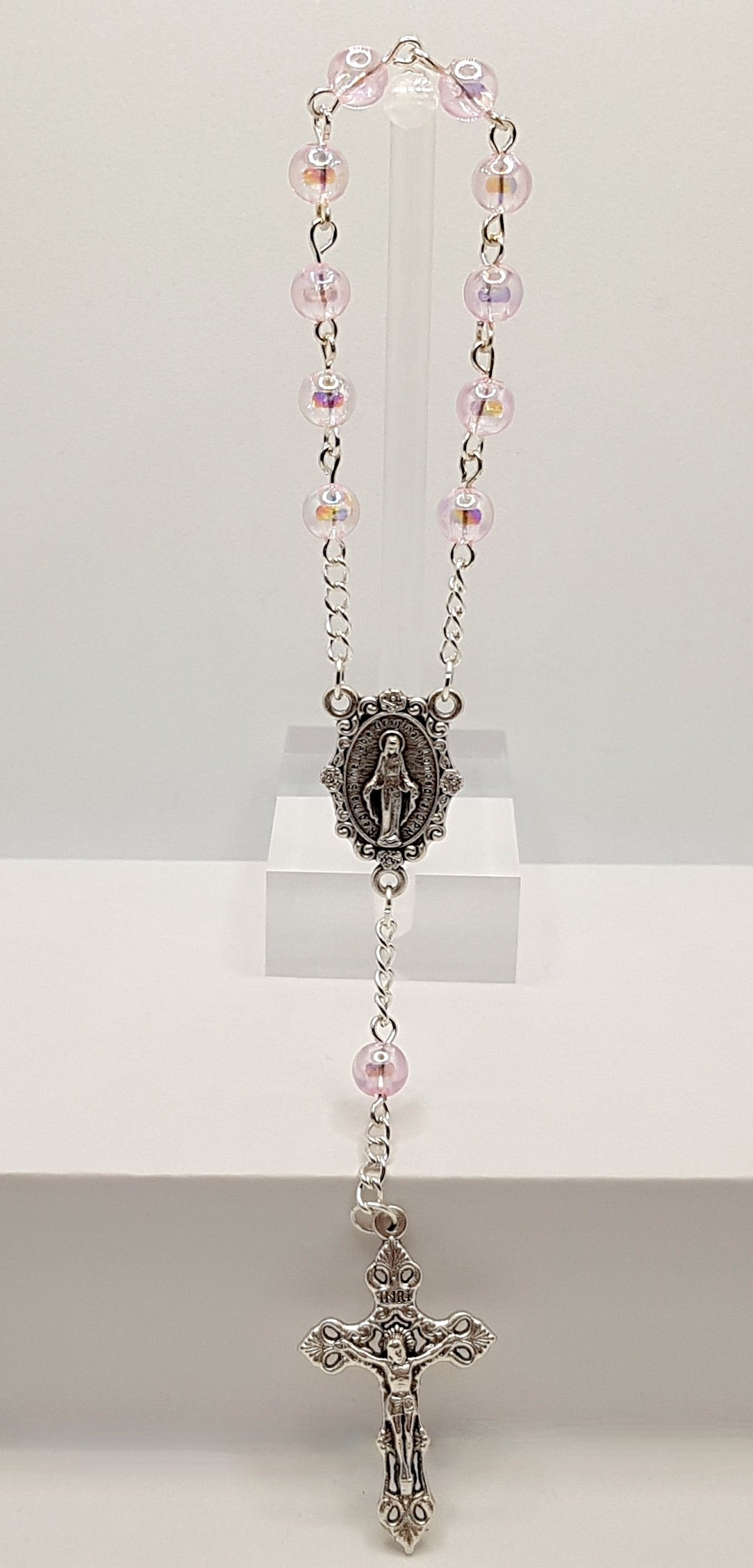 Miraculous Medal Pale Pink Pocket Rosary