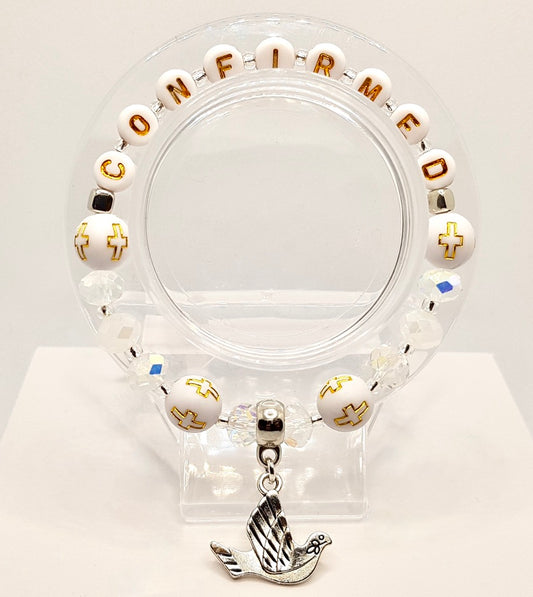 Confirmation Bracelet With Dove (Black)