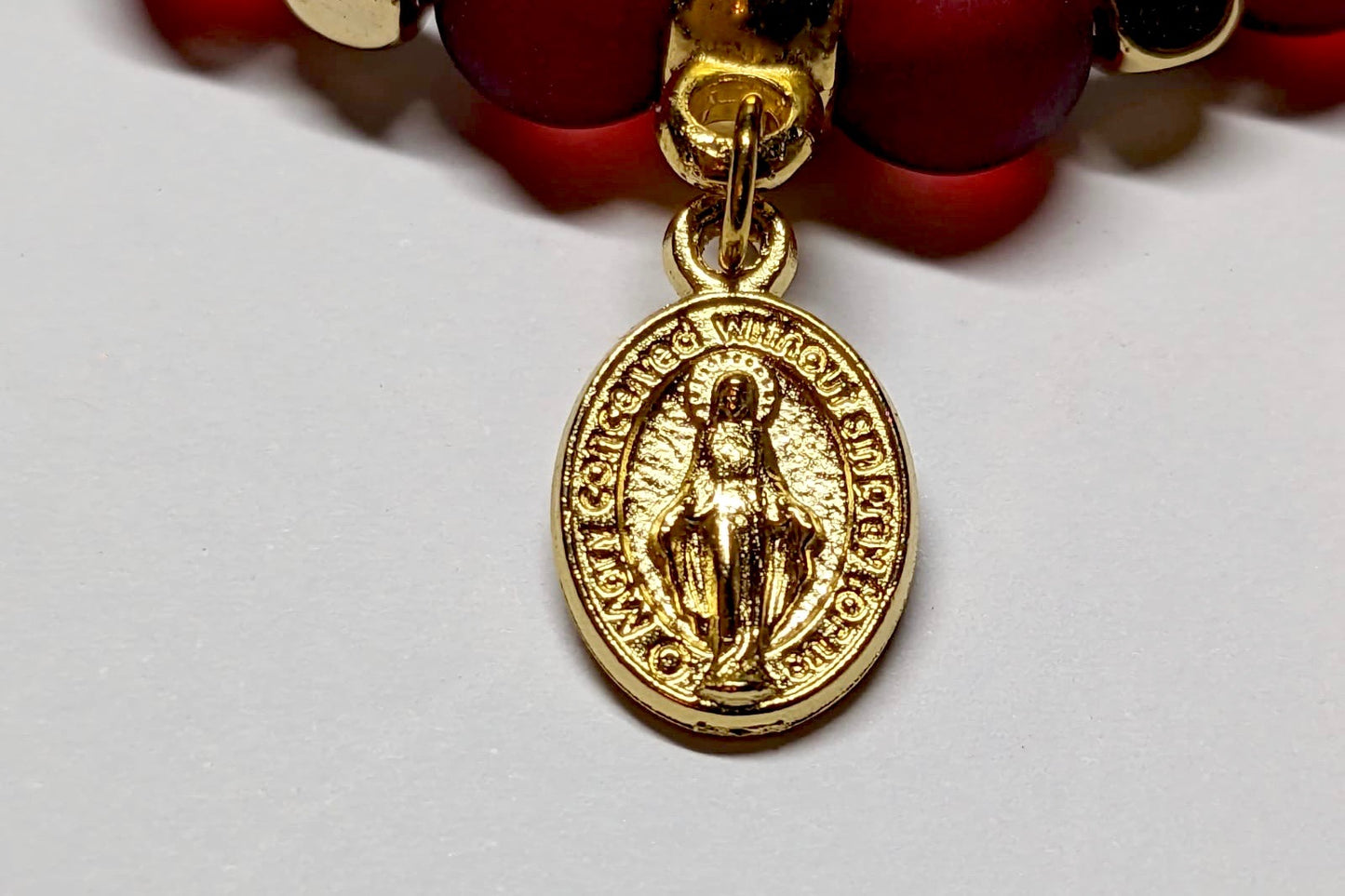 Miraculous Medal Bracelet in Wine