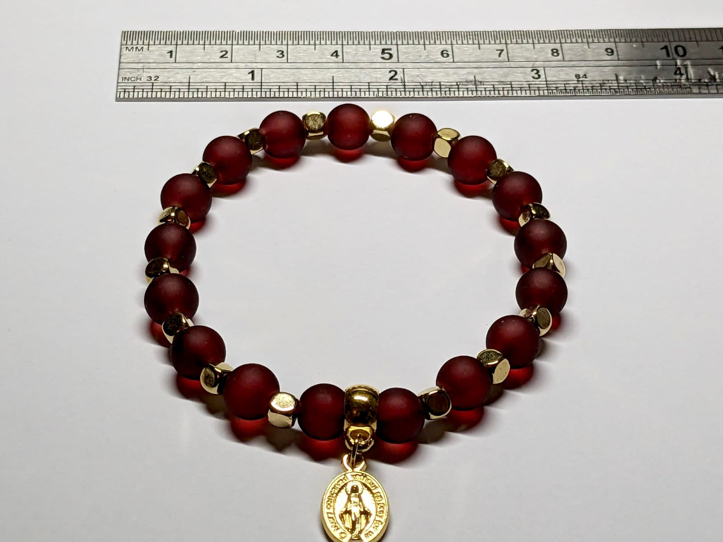 Miraculous Medal Bracelet in Wine