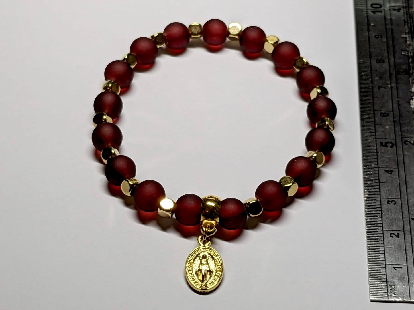 Miraculous Medal Bracelet in Wine