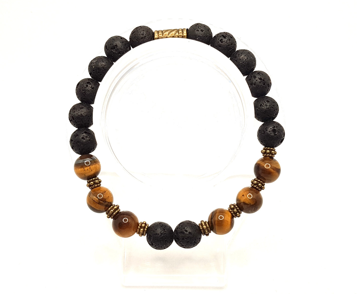 Tiger's Eye and Lava Stone Bracelet