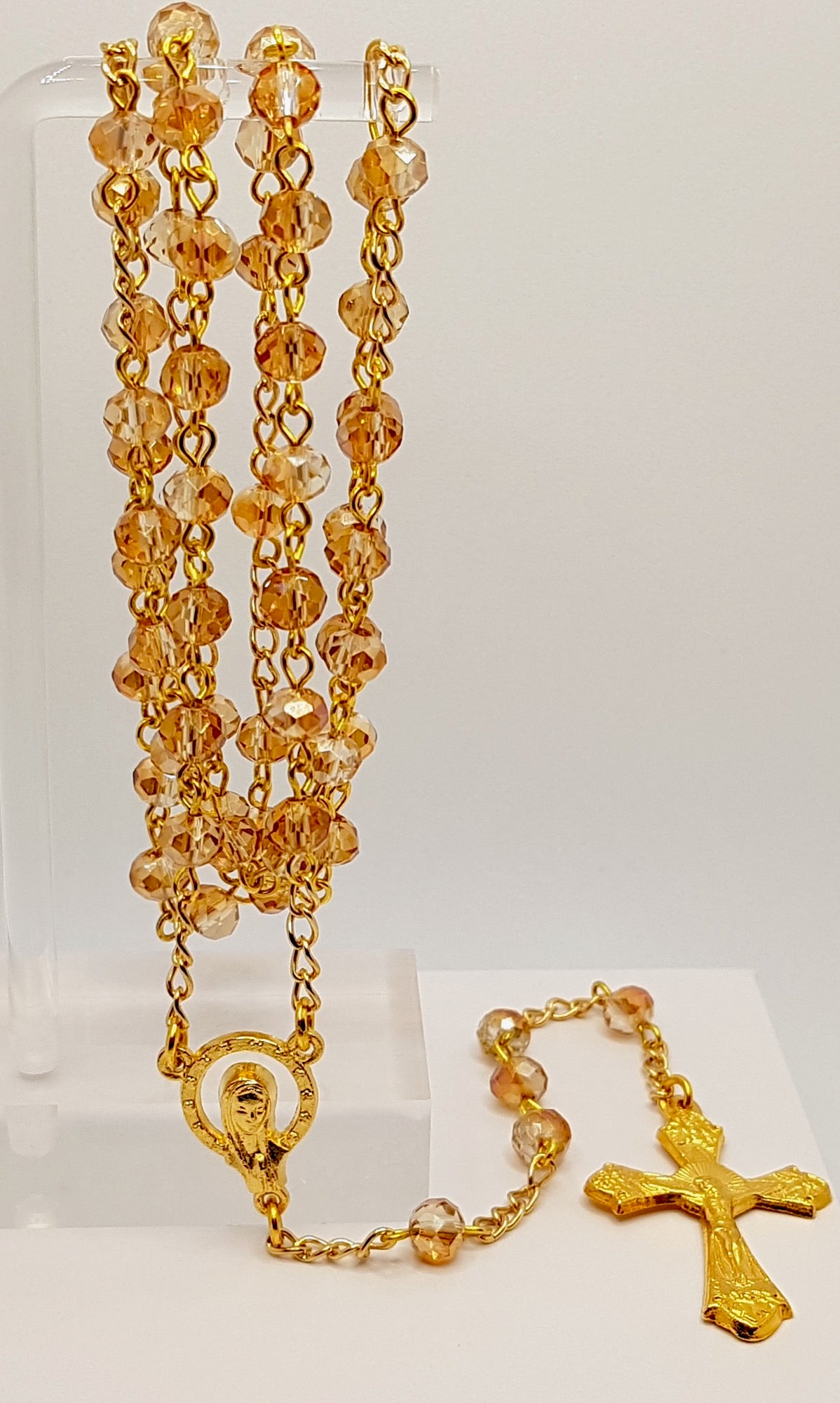 Our Lady Queen of Heaven Golden Peach Rosary