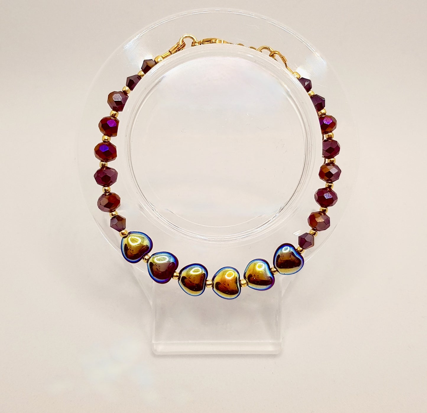 'Gold N' Garnet Hearts' Bracelet