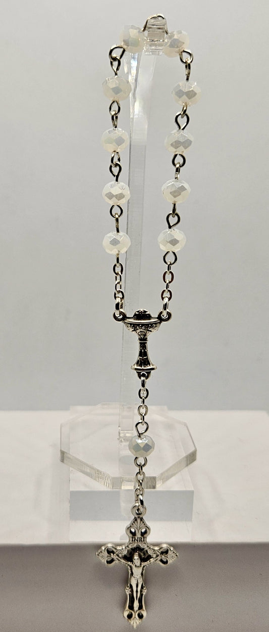 White First Holy Communion Pocket Rosary