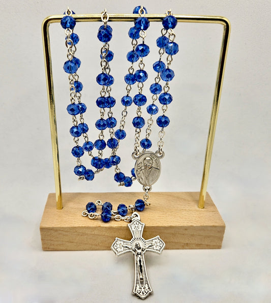 Pope Francis Rosary in Cobalt Blue