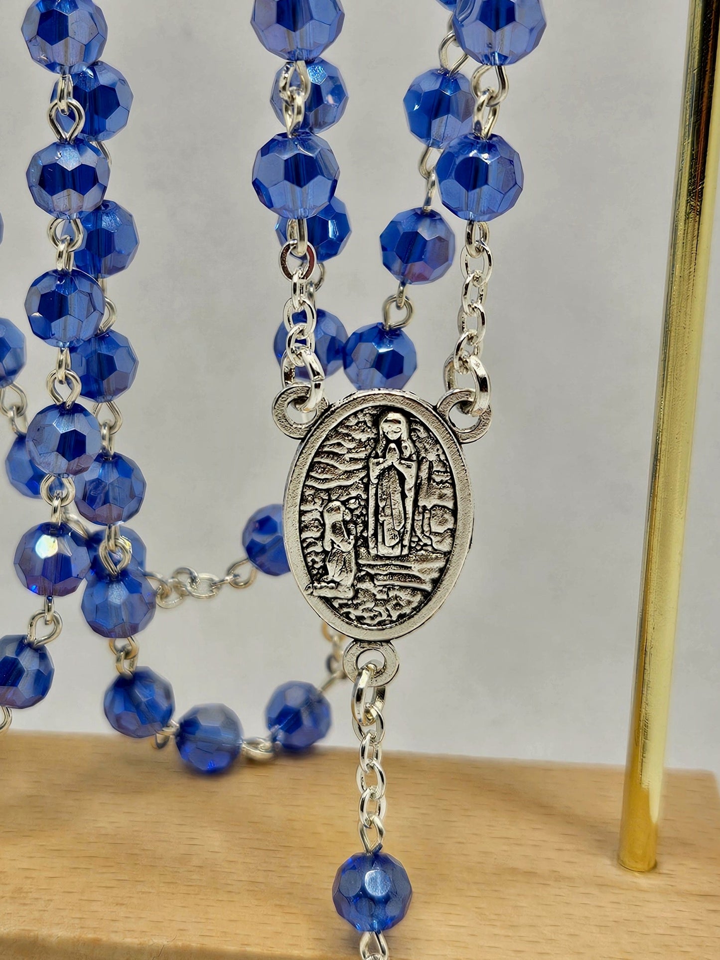 St Bernadette & Our Lady of Lourdes Blue Rosary