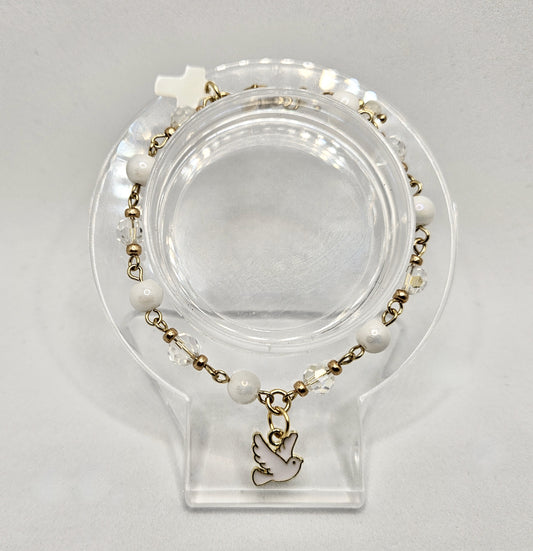 Dove & Mother of Pearl Cross Bracelet