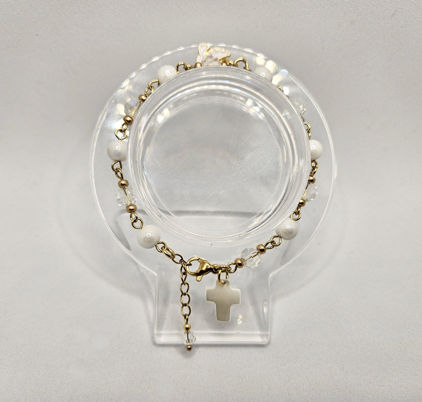 Dove & Mother of Pearl Cross Bracelet