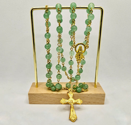 'Our Lady Of Grace' Green Aventurine Rosary