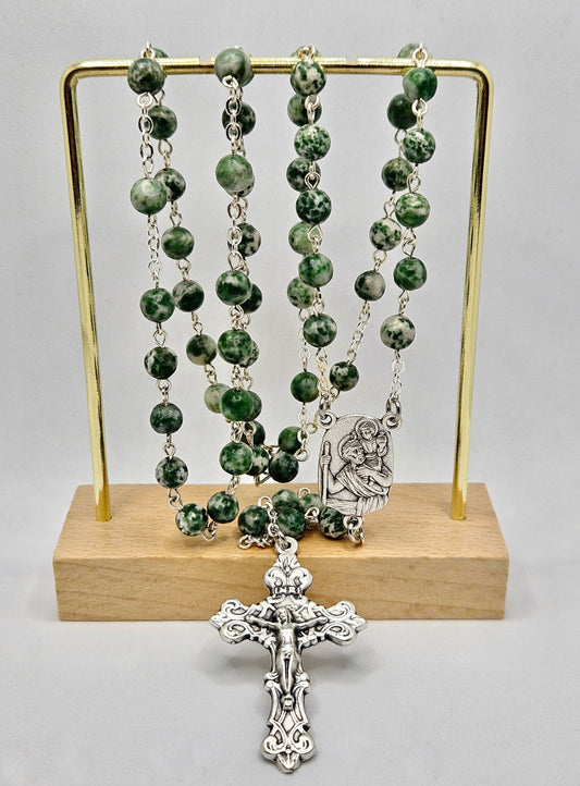 'St. Christopher' Tree Agate Rosary