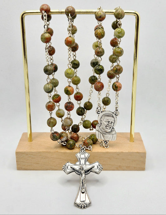 'St. Padre Pio' Unakite Rosary
