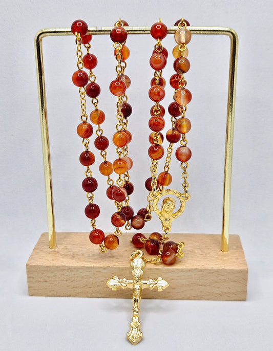 'Our Lady Queen Of Heaven' Carnelian Rosary