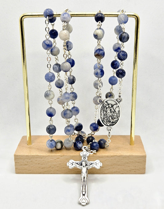 'St. Michael The Archangel & Guardian Angel' Sodalite Rosary