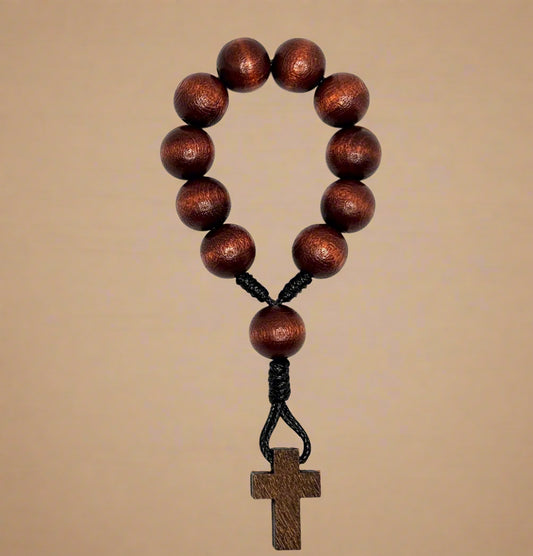 Brown Wooden Pocket Rosary